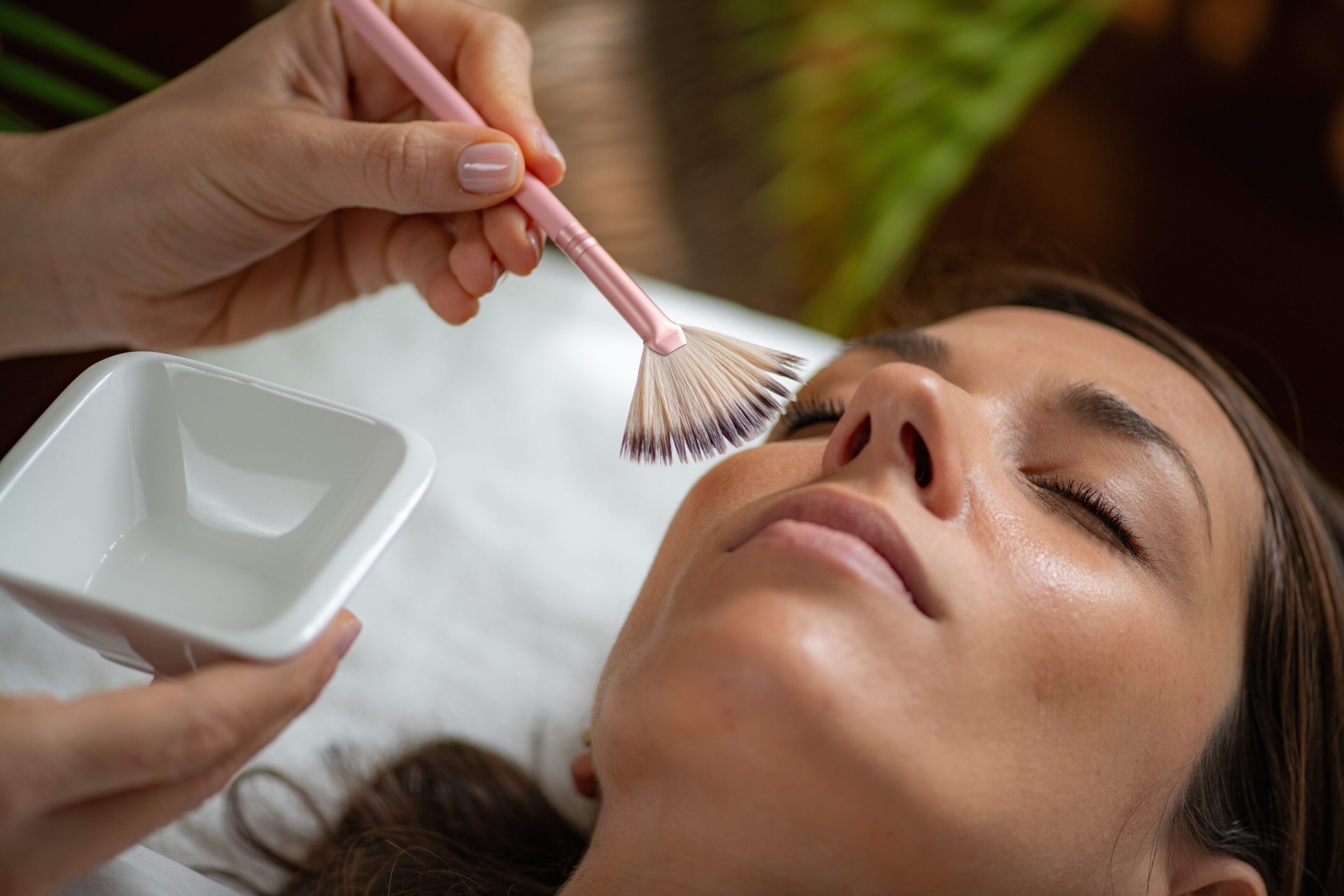 Facial treatment with brush application
