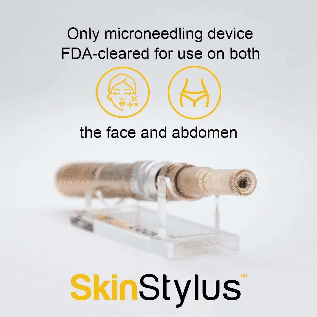 Microneedling device approved for face and abdomen use.
