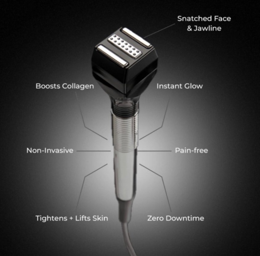 Diagram of a microneedling device showing labeled parts.
